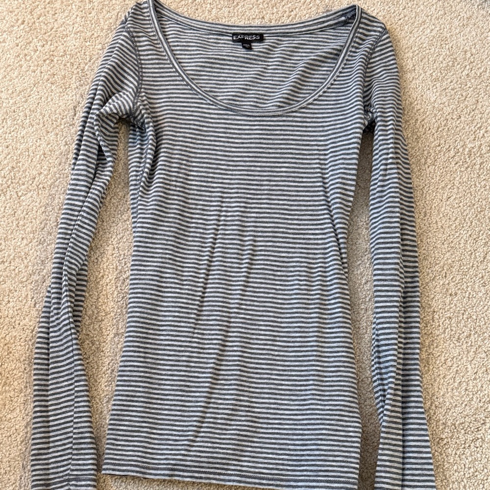 Express Women's Long Sleeve Striped Tee